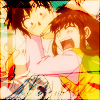 Megumi holding onto Kiyo avatar