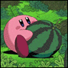 Kirby eats a melon avatar